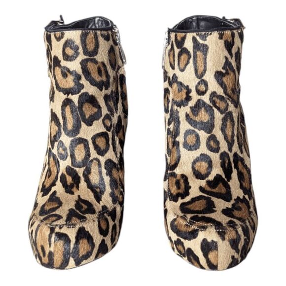 SAM EDELMAN Kit Leopard Print Calf Fur Ankle Boot Size 7.5M - Picture 4 of 9